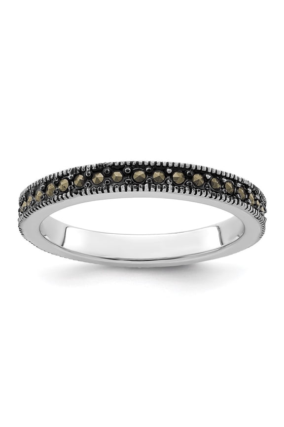 925 Sterling Silver Marcasite Band for Women Size- 6