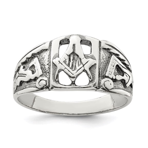 Diamond2Deal 925 Sterling Silver Masonic Ring Size 10 for Men's