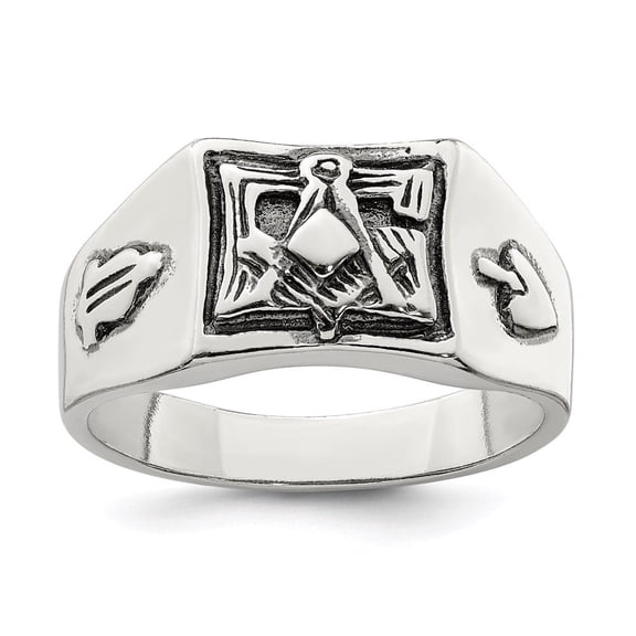 Diamond2Deal 925 Sterling Silver Masonic Ring Size 9 for Men's