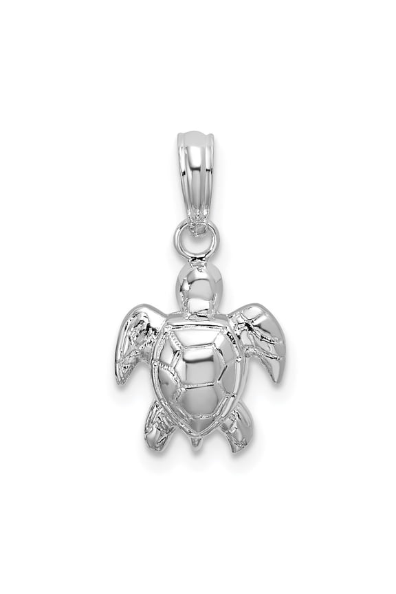 925 Sterling Silver Mini Sea Turtle Pendant for Women (L- 0.75 in, W-0.4 in)