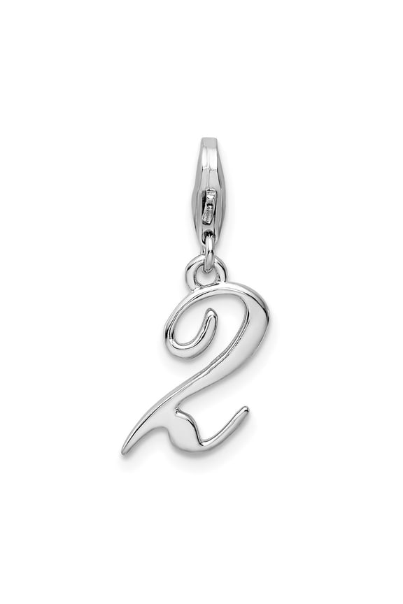 925 Sterling Silver Number 2 Charm Pendant for Women (L- 1.34 in, W- 0.28 in)