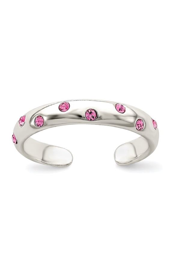 925 Sterling Silver Pink Cubic Zirconia Toe Ring for Women