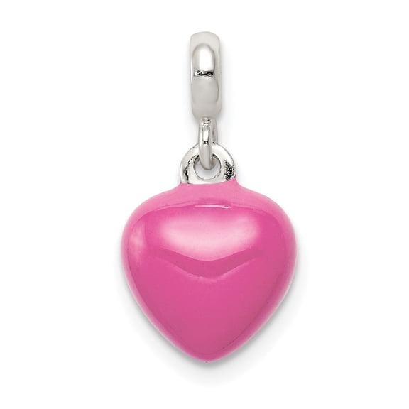 Diamond2Deal 925 Sterling Silver Pink Enamel Heart Enhancer Pendant for Women