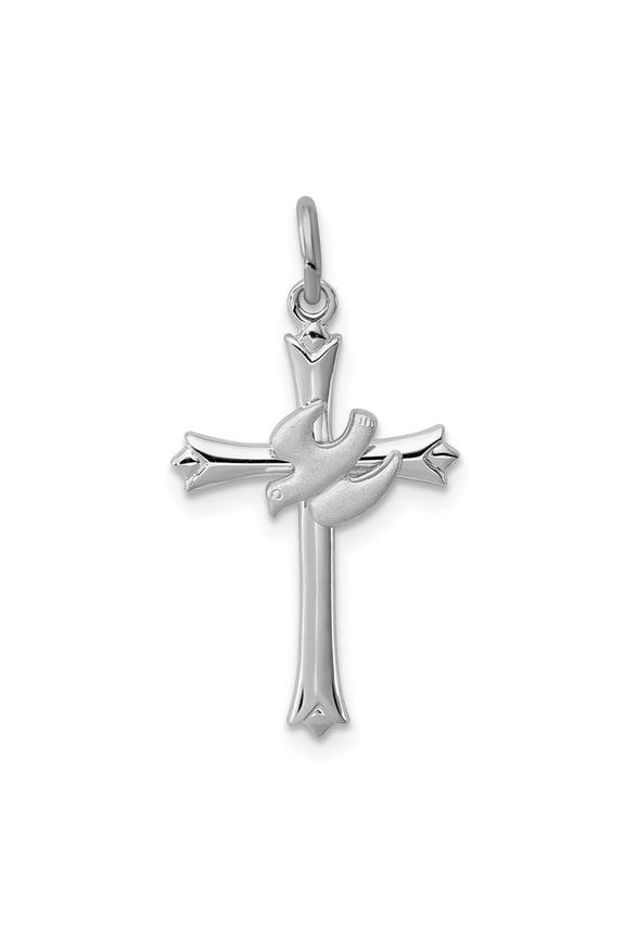 925 Sterling Silver Platinum-Plated Holy Spirit Cross with Dove Charm Pendant for Women