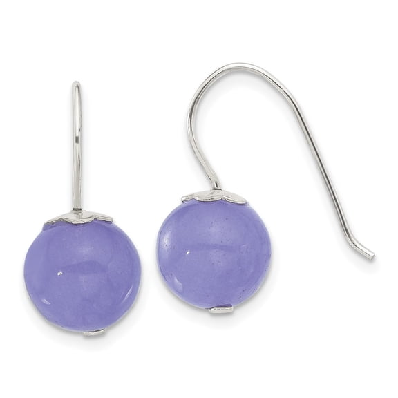 Diamond2Deal 925 Sterling Silver Polished 10mm Periwinkle Jade Dangle Earrings for Women