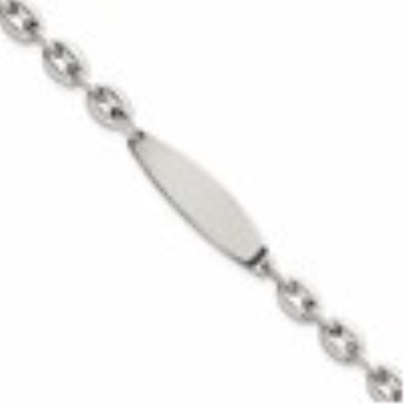 Diamond2Deal 925 Sterling Silver Polished 6.25mm Mariner/Anchor Link ID Bracelet for Women 7.25"