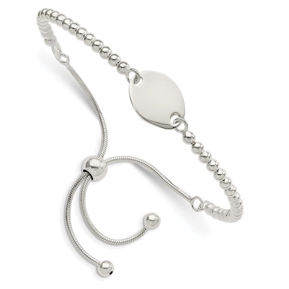 Diamond2Deal 925 Sterling Silver Polished Beaded Adjustable Chain Bracelet for Women