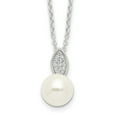 thumbnail image 1 of Diamond2Deal 925 Sterling Silver Polished CZ and Simulated Pearl Necklace for Women 18", 1 of 6