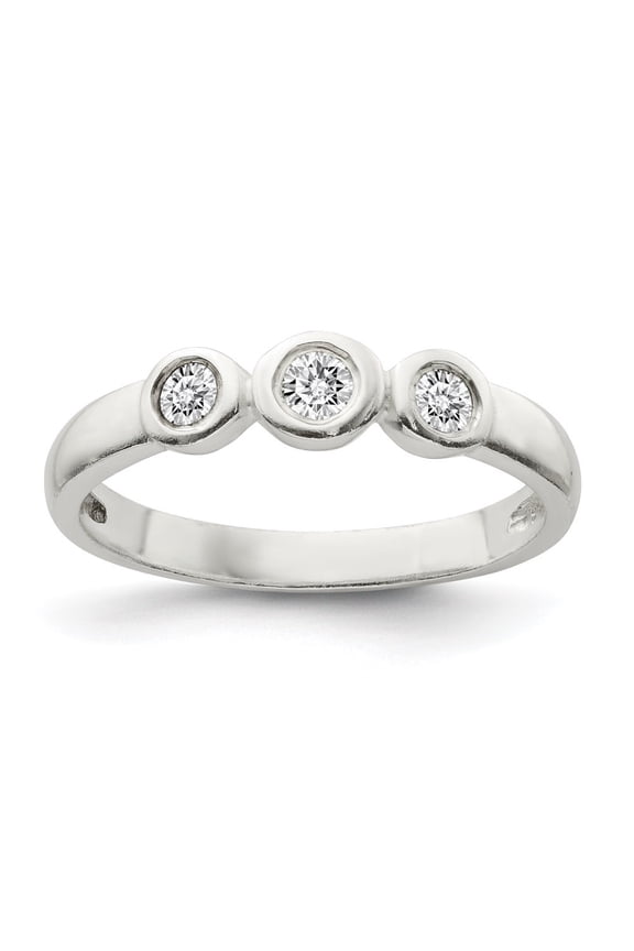 Sterling Silver Polished Cubic Zirconia Ring Size 6 for Women