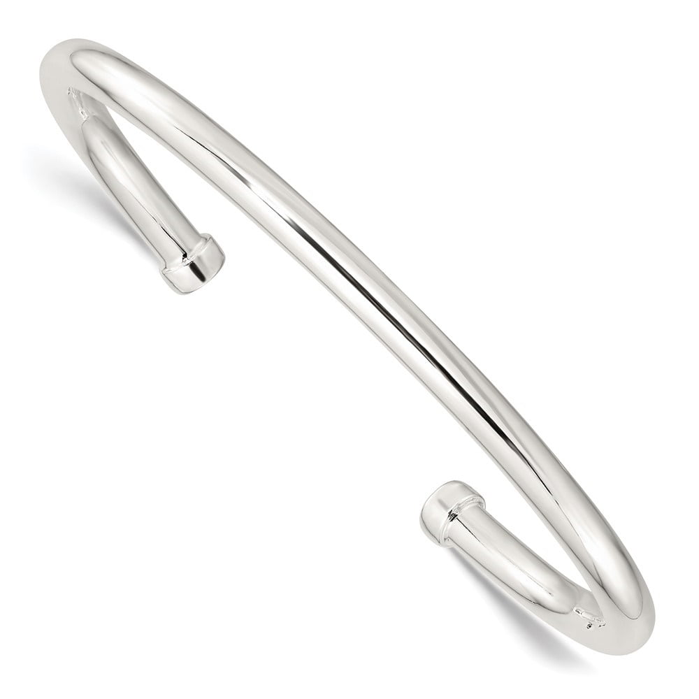 Diamond2Deal 925 Sterling Silver Polished Cuff Bangle Bracelet for Men