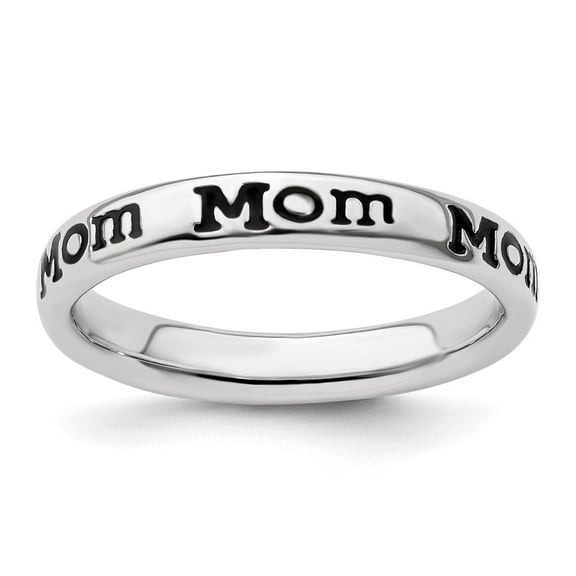 Diamond2Deal 925 Sterling Silver Polished Enameled Mom Ring for Women Size- 5