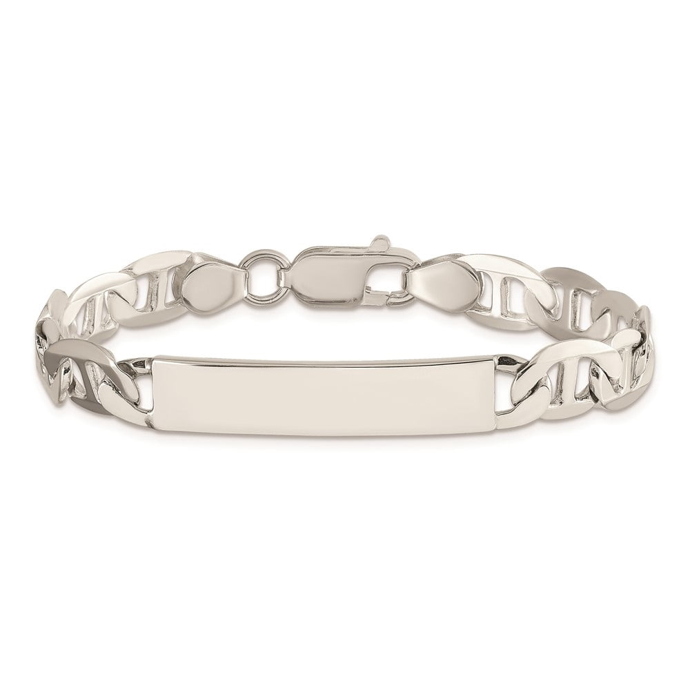Diamond2Deal 925 Sterling Silver Polished Engraveable Anchor Chain Link ID Bracelet for Men 7"