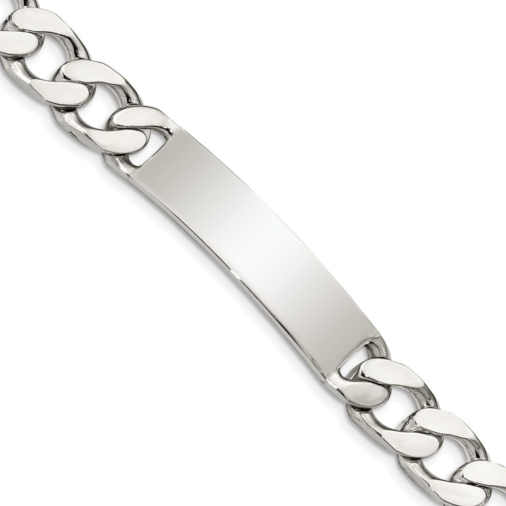 Diamond2Deal 925 Sterling Silver Polished Engraveable Curb Chain Link ID Bracelet for Men 7.5"