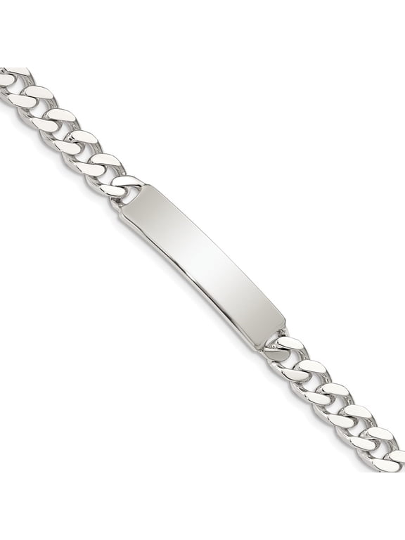 Diamond2Deal 925 Sterling Silver Polished Engraveable Curb Chain Link ID Bracelet for Men 7"