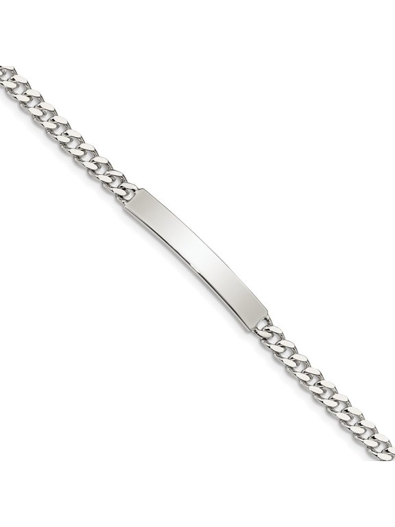 Diamond2Deal 925 Sterling Silver Polished Engraveable Curb Chain Link ID Bracelet for Men 7"