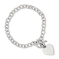thumbnail image 1 of Diamond2Deal 925 Sterling Silver Polished Engraveable Heart Charm Bracelet for Women 8.5", 1 of 6