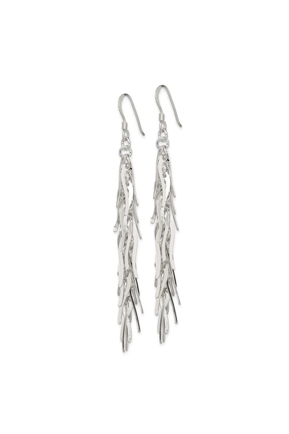 Diamond2Deal 925 Sterling Silver Polished Fancy Drop Squiggle Dangle Earrings for Women (L- 3.08 inch, W- 0.6 inch)