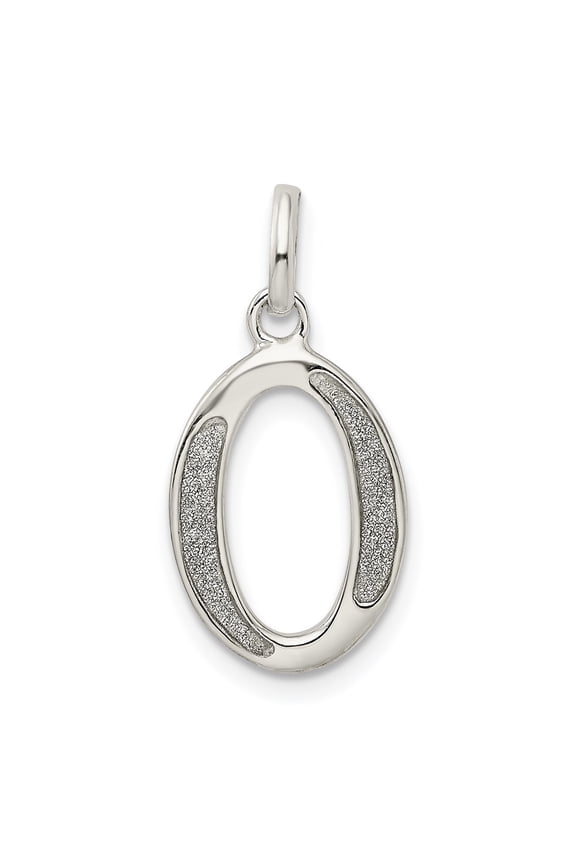 925 Sterling Silver Polished Glitter Enamel Letter O Initial Charm Pendant for Women