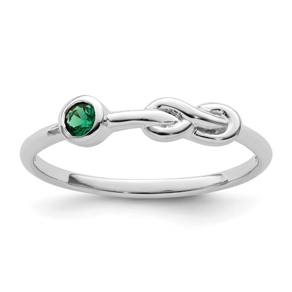 Diamond2Deal 925 Sterling Silver Polished Lab Created Emerald Ring Size 6 for Women