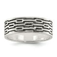 thumbnail image 1 of Diamond2Deal 925 Sterling Silver Polished Oxidized Patterned Band Ring for Men Size 9, 1 of 1