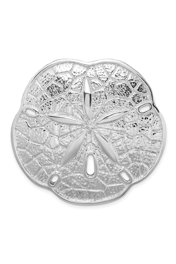 925 Sterling Silver Polished Sand Dollar with Scalloped Edge Slide for Women