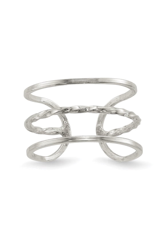 Diamond2Deal 925 Sterling Silver Polished Twisted Bar Center Adjustable Cuff Ring for Women Size 7