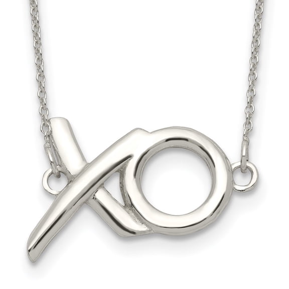 Diamond2Deal 925 Sterling Silver Polished XO w/2in. Ext. Necklace for Women 16"