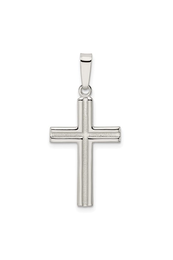 Diamond2Deal 925 Sterling Silver Polished and Satin Latin Cross Pendant for Women (L- 1.18 Inch, W- 0.52 Inch)