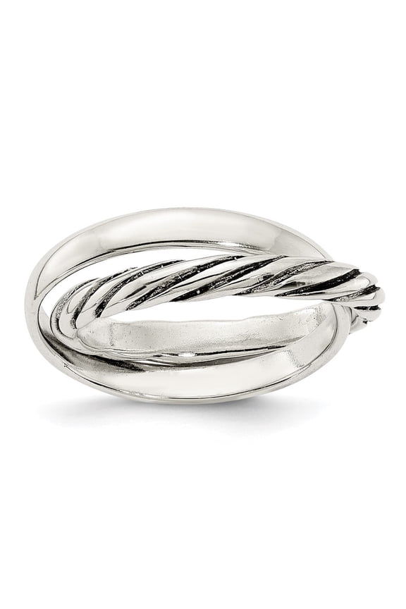 Diamond2Deal 925 Sterling Silver Polished and Twisted Intertwined Rings for Women Size 6