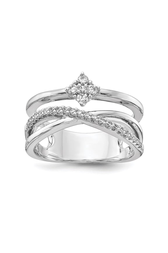 Sterling Silver Polished with Cubic Zirconia Ring Size 6 for Women