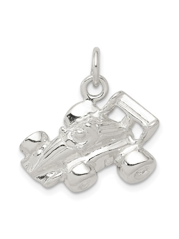 925 Sterling Silver Race Car Charm Pendant for Women (L- 0.71 in, W-0.87 in)