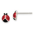 thumbnail image 1 of Diamond2Deal 925 Sterling Silver Red/Black Enameled Ladybug Post Earrings for Women, 1 of 5