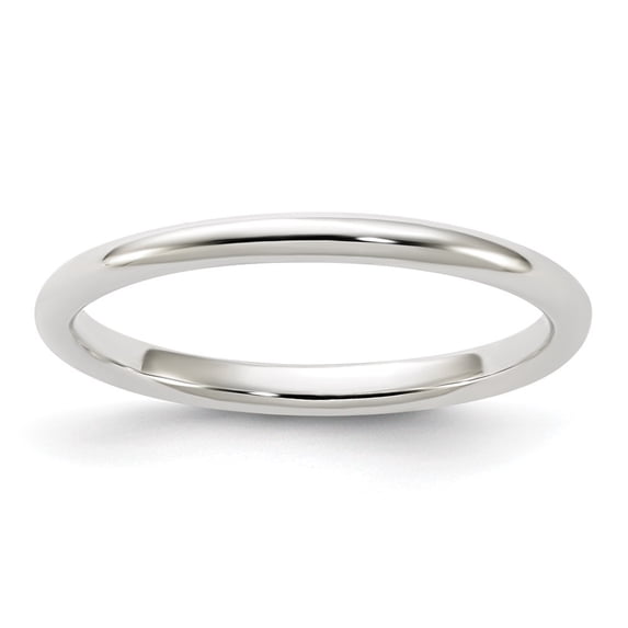 Diamond2Deal 925 Sterling Silver Rh-plated 2mm Half-Round Band for Women Size 5.5