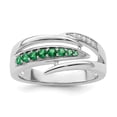 thumbnail image 1 of Diamond2Deal 925 Sterling Silver Rh-plated Green & White CZ Ring for Women Size 7, 1 of 1