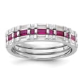 thumbnail image 1 of Diamond2Deal 925 Sterling Silver Rh-plated Lab Created Ruby and CZ 3 Ring Set for Women Size 7, 1 of 1