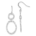 thumbnail image 1 of Diamond2Deal 925 Sterling Silver Rhod-Plated & Hammered Circle & Oval Dangle Earrings for Women, 1 of 1