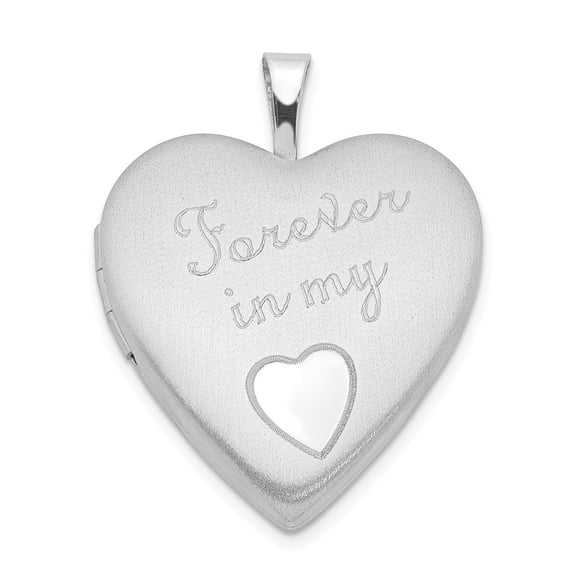 Diamond2Deal 925 Sterling Silver Rhod-Plated Polished/Satin 20mm Forever in my Heart Locket Pendant for Women