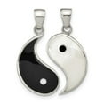 thumbnail image 1 of Diamond2Deal 925 Sterling Silver Rhod-Pltd MOP/Black Resin Yin Yang 2 Piece Pendant for Women, 1 of 1