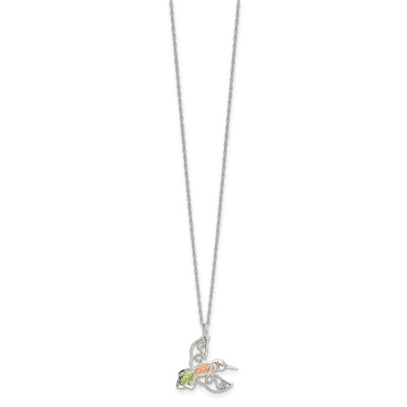 Diamond2Deal 925 Sterling Silver Rhod-pltd w/12K Accents Hummingbird Rope Chain Necklace for Women 18"