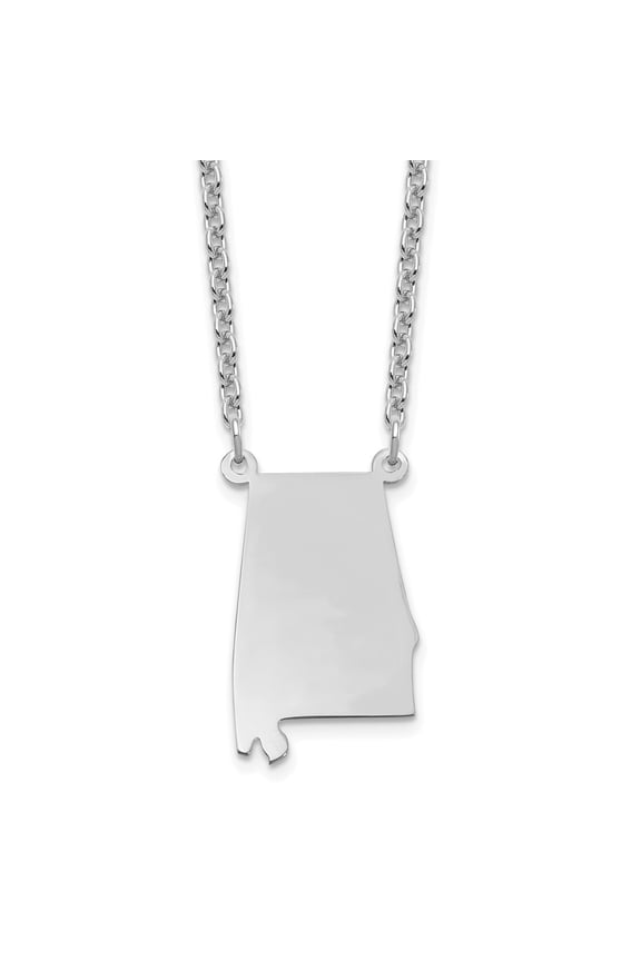 925 Sterling Silver Rhodium-Plated Alabama State Necklace for Women