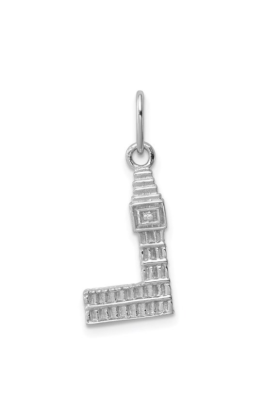 925 Sterling Silver Rhodium-Plated Big Ben Charm Pendant for Women