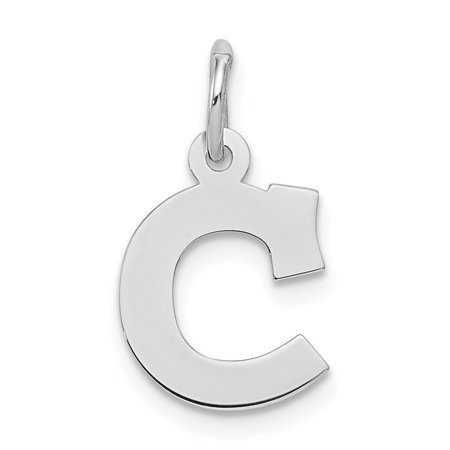 Diamond2Deal 925 Sterling Silver Rhodium-Plated Block Letter C Initial Charm Pendant for Women