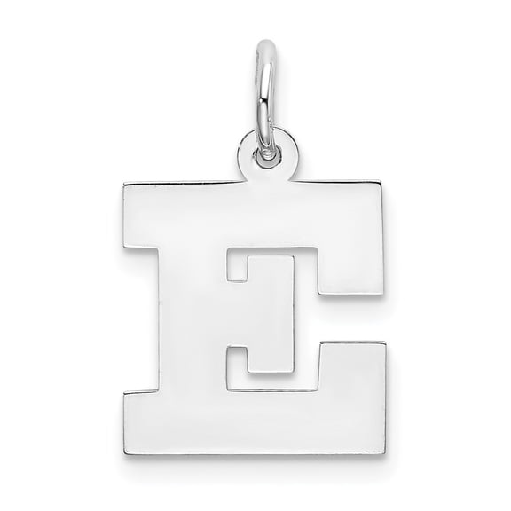 Diamond2Deal 925 Sterling Silver Rhodium-Plated Block Letter E Initial Charm Pendant for Women