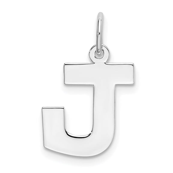 Diamond2Deal 925 Sterling Silver Rhodium-Plated Block Letter J Initial Charm Pendant for Women