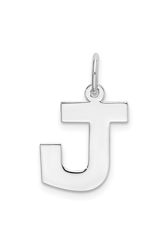 925 Sterling Silver Rhodium-Plated Block Letter J Initial Charm Pendant for Women