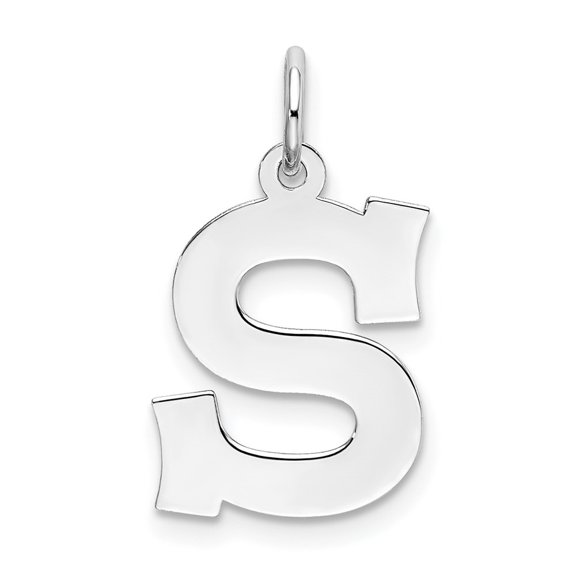 Diamond2Deal 925 Sterling Silver Rhodium-Plated Block Letter S Initial Charm Pendant for Women