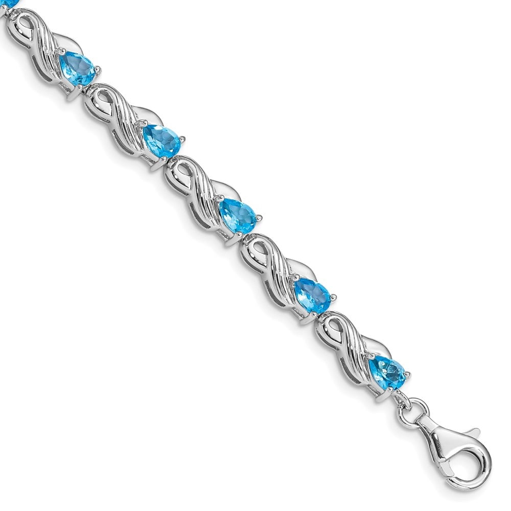Diamond2Deal 925 Sterling Silver Rhodium Plated Bangle Bracelet - 20mm Wide - View #12