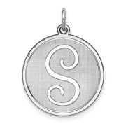 Diamond2Deal 925 Sterling Silver Rhodium-Plated Brocaded Letter S Initial Charm Pendant for Women