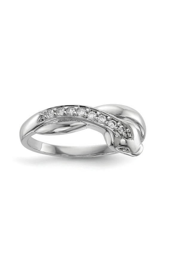 Sterling Silver Rhodium Plated Cubic Zirconia Snake Ring Size 6 for Women