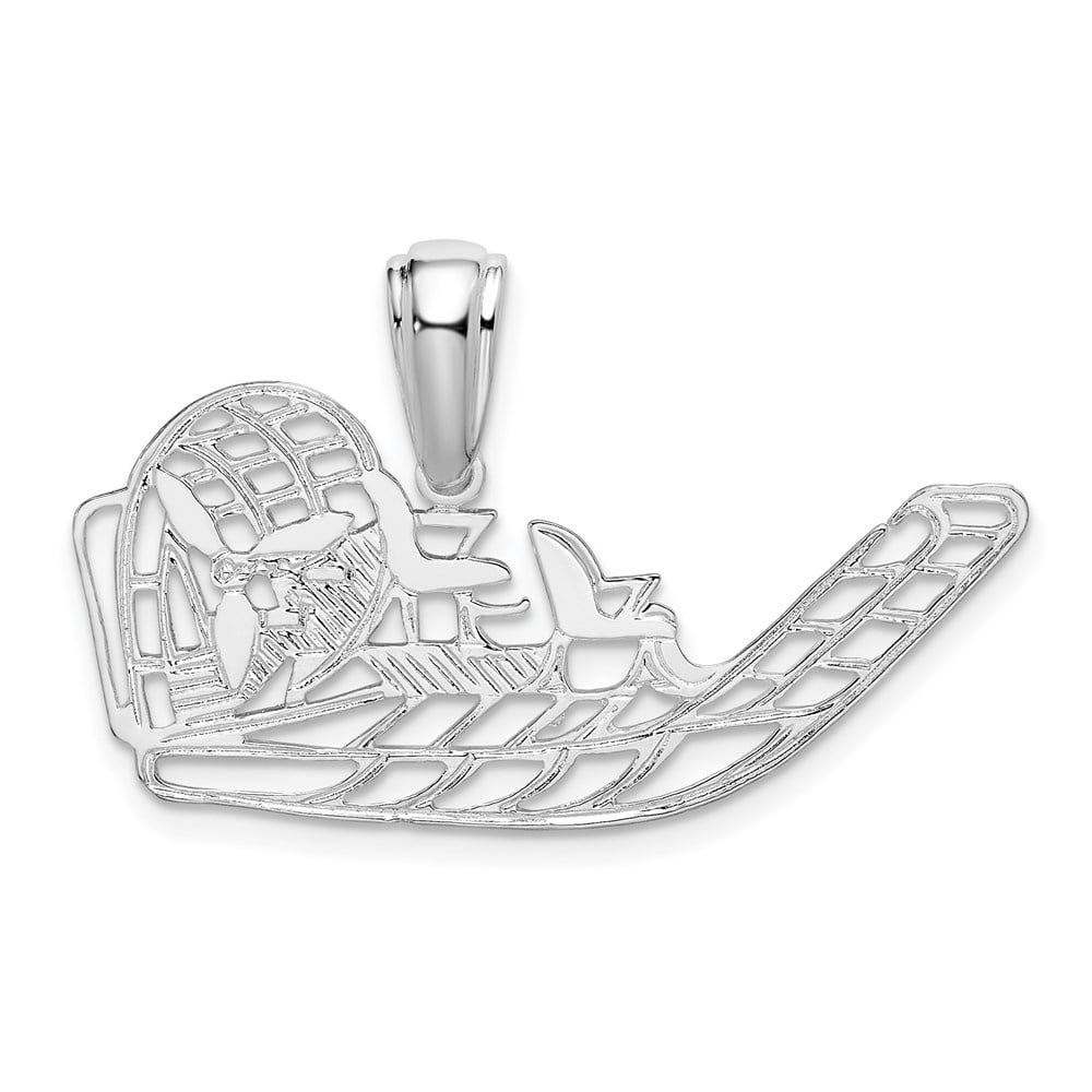 DIAMOND2DEAL 925 Sterling Silver Rhodium-Plated Cut-Out Flat Airboat Pendant for Women (L- 0.9 in)